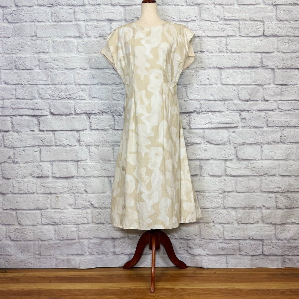 Deveaux New York Edie Cotton Abstract Print Midi Dress